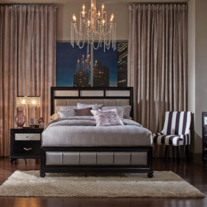 Barzini Bedroom Set With Upholstered Headboard Black