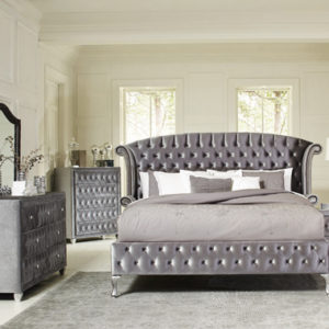 Deanna Upholstered Tufted Bedroom Set Grey