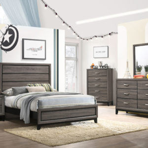 4-Piece Full Panel Bedroom Set Grey Oak