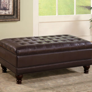 Tufted Storage Ottoman With Turned Legs Brown