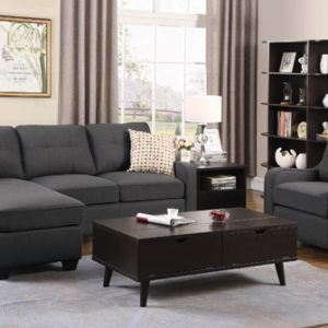 2-Piece Upholstered Tufted Living Room Set Dark Grey